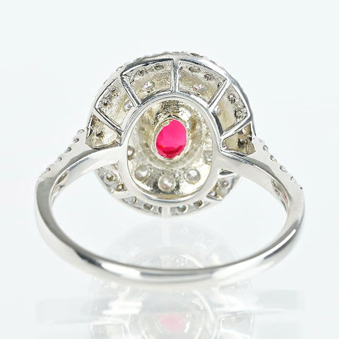 【中古】PT950 RUBY ルビーリング タイ産 R0.96ct D0.88ct GIA鑑別書 5.2g #12