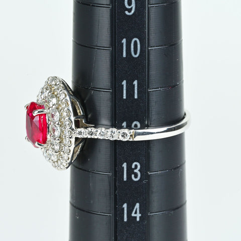 【中古】PT950 RUBY ルビーリング タイ産 R0.96ct D0.88ct GIA鑑別書 5.2g #12