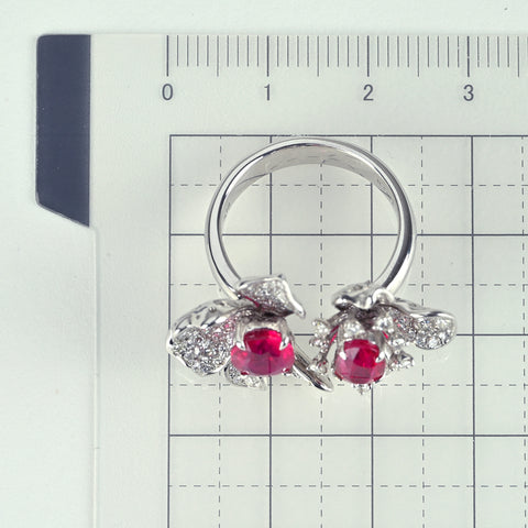 【中古】K18WG RUBY ルビーリング R1.34ct R1.15ct D1.30ct AIGS鑑別書 9.8g #14