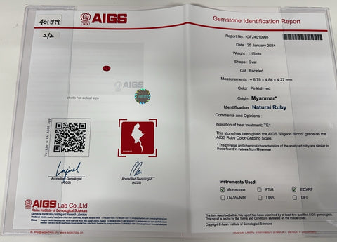 【中古】K18WG RUBY ルビーリング R1.34ct R1.15ct D1.30ct AIGS鑑別書 9.8g #14