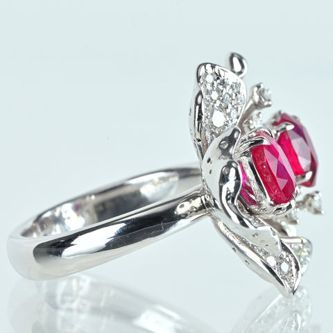 【中古】K18WG RUBY ルビーリング R1.34ct R1.15ct D1.30ct AIGS鑑別書 9.8g #14