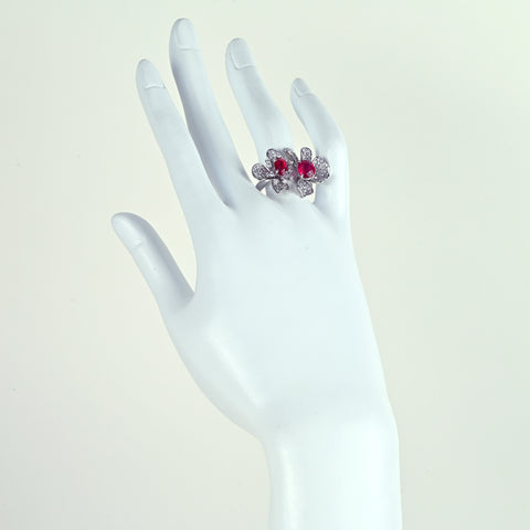 【中古】K18WG RUBY ルビーリング R1.34ct R1.15ct D1.30ct AIGS鑑別書 9.8g #14