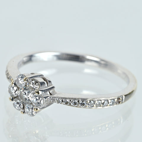 【中古】K18WG DIAMONDダイヤモンドリング D0.35ct 2.0g #11
