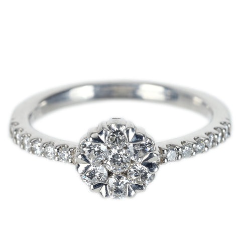 【中古】PT900 DIAMONDダイヤモンドリング 0.30ct D0.16ct 4.3g #11.5