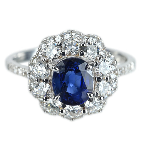 【中古】K18WG SAPPHIREサファイアリング S1.33ct D0.97ct 3.7g #12.5