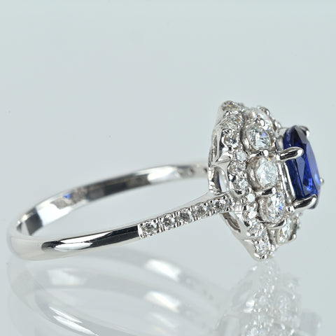 【中古】K18WG SAPPHIREサファイアリング S1.33ct D0.97ct 3.7g #12.5