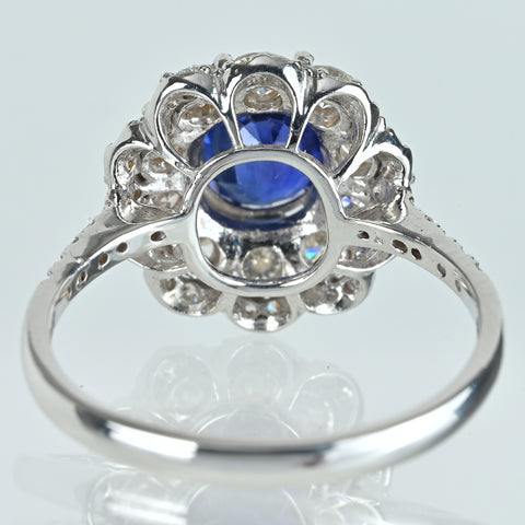 【中古】K18WG SAPPHIREサファイアリング S1.33ct D0.97ct 3.7g #12.5