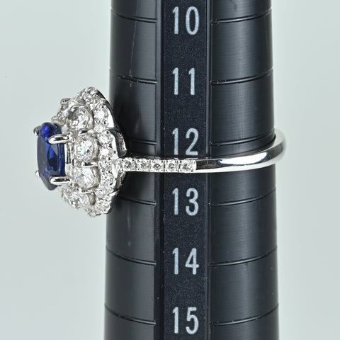 【中古】K18WG SAPPHIREサファイアリング S1.33ct D0.97ct 3.7g #12.5