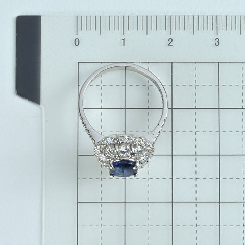 【中古】K18WG SAPPHIREサファイアリング S1.33ct D0.97ct 3.7g #12.5