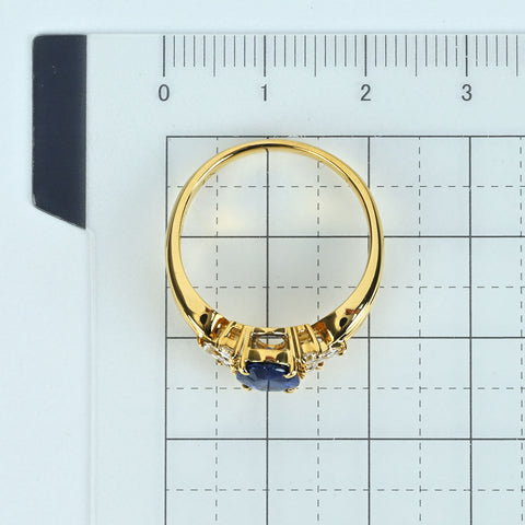 【中古】K18YG SAPPHIRE サファイアリング S1.07ct D0.32ct 4.9g #17.5