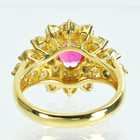 【中古】K18YG RUBY ルビーリング R1.01ct D2.00ct 6.5g #10.5