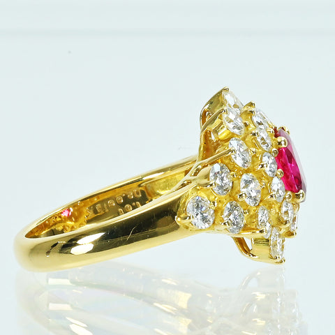 【中古】K18YG RUBY ルビーリング R1.01ct D2.00ct 6.5g #10.5