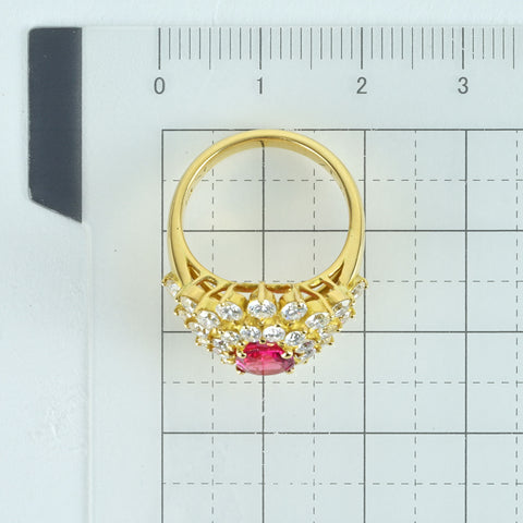 【中古】K18YG RUBY ルビーリング R1.01ct D2.00ct 6.5g #10.5
