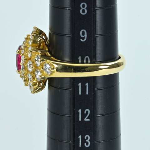 【中古】K18YG RUBY ルビーリング R1.01ct D2.00ct 6.5g #10.5