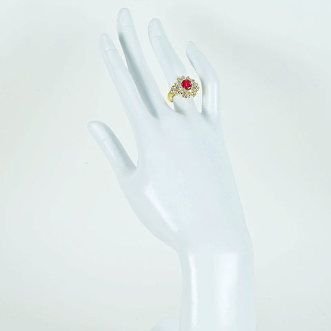 【中古】K18YG RUBY ルビーリング R1.01ct D2.00ct 6.5g #10.5