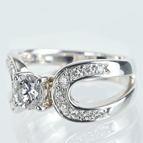 【中古】PT900 DIAMOND ダイヤモンドリング 0.68ct D0.24ct 10.3g #13.5