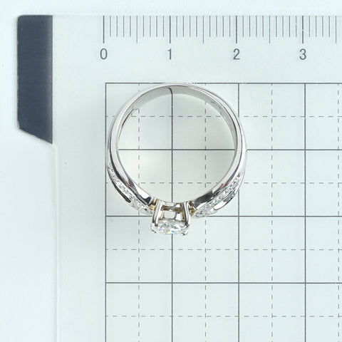 【中古】PT900 DIAMOND ダイヤモンドリング 0.68ct D0.24ct 10.3g #13.5