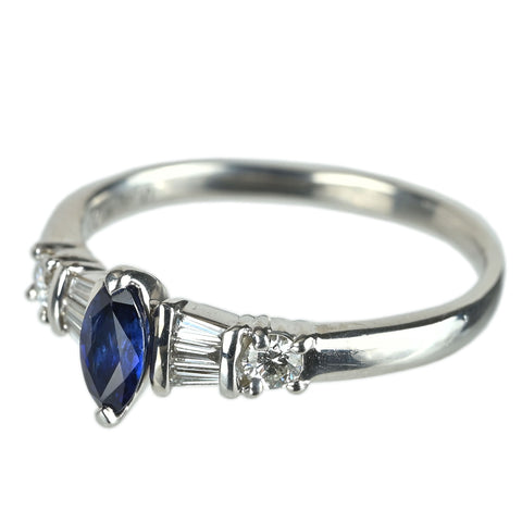 【中古】PT900 SAPPHIRE サファイア リング S0.40ct D0.27ct 4.2g #11
