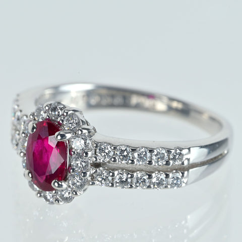 【中古】PT900 RUBYルビーリング R0.50ct D0.50ct 4.8g #9 GGSソーティング
