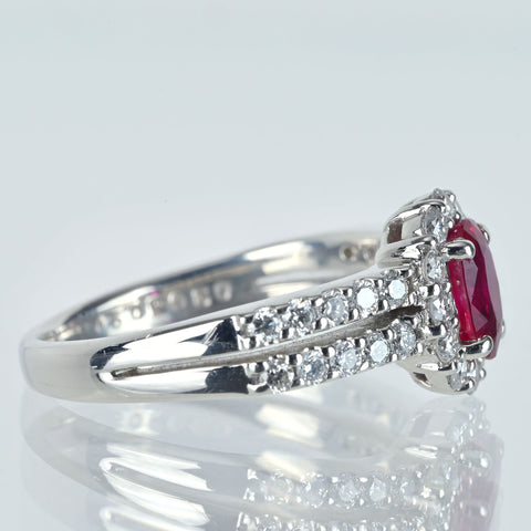 【中古】PT900 RUBYルビーリング R0.50ct D0.50ct 4.8g #9 GGSソーティング