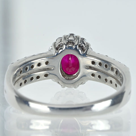 【中古】PT900 RUBYルビーリング R0.50ct D0.50ct 4.8g #9 GGSソーティング