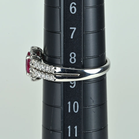 【中古】PT900 RUBYルビーリング R0.50ct D0.50ct 4.8g #9 GGSソーティング