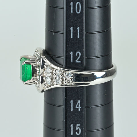 【中古】PT900 EMERALD エメラルドリング E0.91ct D0.52ct 8.1g #13