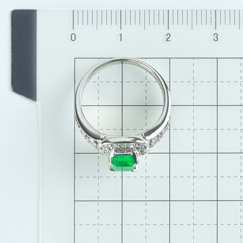 【中古】PT900 EMERALD エメラルドリング E0.91ct D0.52ct 8.1g #13