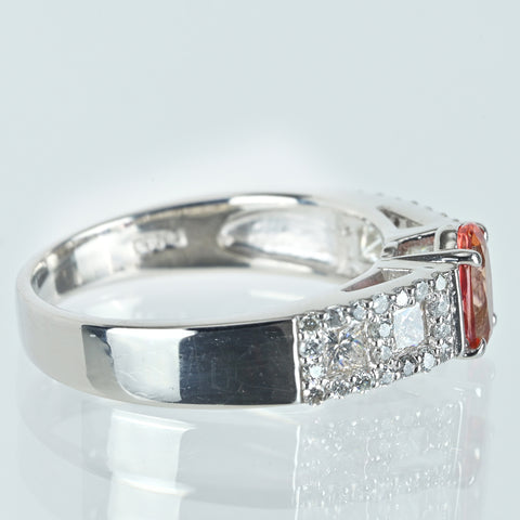 【中古】PT900 topaz インペリアルトパーズリング T0.77ct D0.60ct 6.2g #14