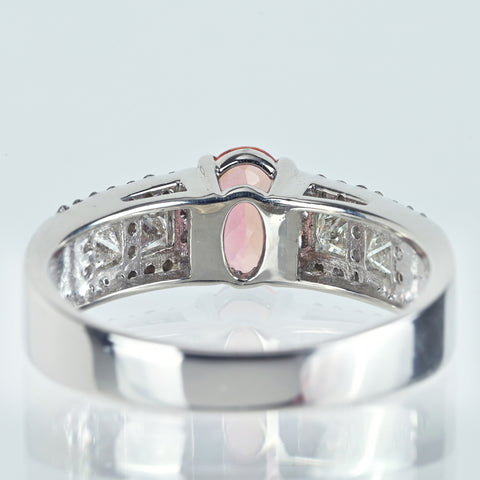 【中古】PT900 topaz インペリアルトパーズリング T0.77ct D0.60ct 6.2g #14