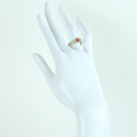 【中古】PT900 topaz インペリアルトパーズリング T0.77ct D0.60ct 6.2g #14