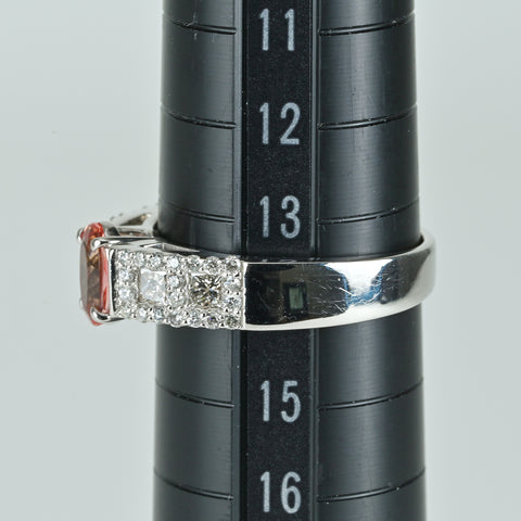【中古】PT900 topaz インペリアルトパーズリング T0.77ct D0.60ct 6.2g #14