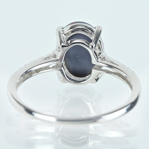 【中古】K18WG OPAL ブラックオパールリング BO1.32ct D0.13ct 2.5g #13
