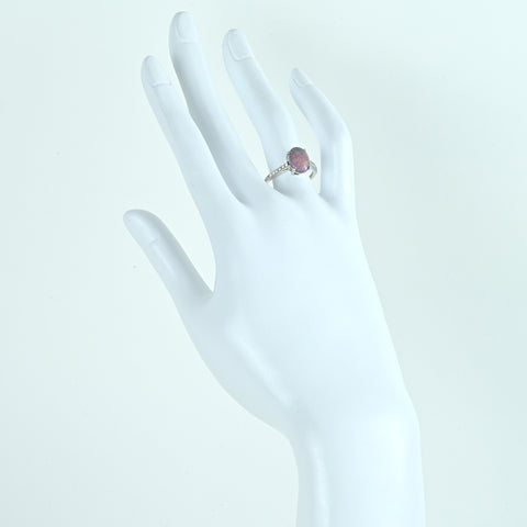 【中古】K18WG OPAL ブラックオパールリング BO1.32ct D0.13ct 2.5g #13