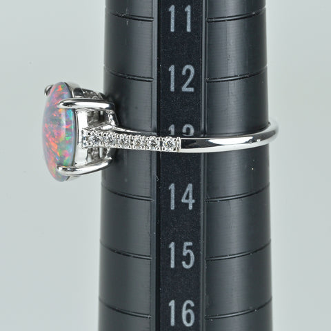 【中古】K18WG OPAL ブラックオパールリング BO1.32ct D0.13ct 2.5g #13
