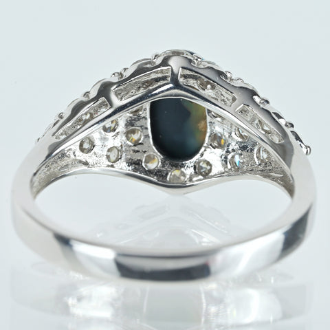 【中古】K18WG BLACK OPAL ブラックオパールリング BO1.01ct D0.89ct 3.8g #13