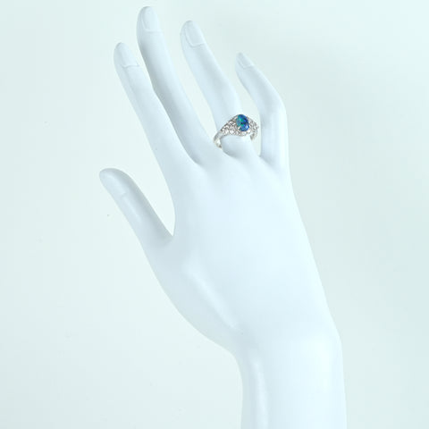 【中古】K18WG BLACK OPAL ブラックオパールリング BO1.01ct D0.89ct 3.8g #13