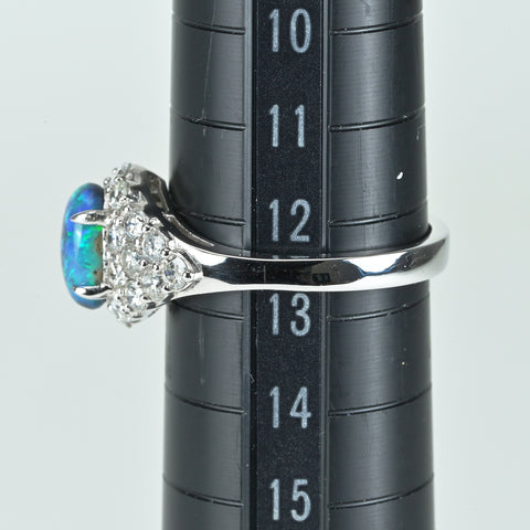 【中古】K18WG BLACK OPAL ブラックオパールリング BO1.01ct D0.89ct 3.8g #13