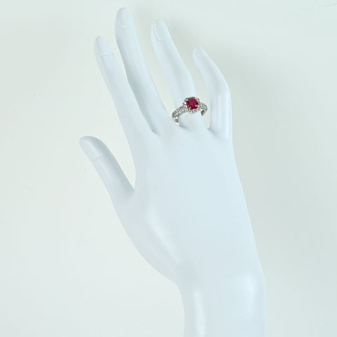【中古】 PT900/K18YG 非加熱ルビーリング R1.065ct D0.84c #12 4.6g CGL鑑別/分析報告書付き