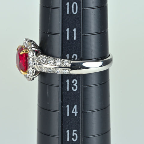 【中古】 PT900/K18YG 非加熱ルビーリング R1.065ct D0.84c #12 4.6g CGL鑑別/分析報告書付き