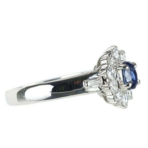 【中古】PT900 SAPPHIRE サファイア リング S0.60ct D0.48ct 5.8g #9