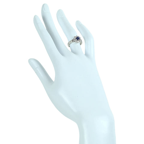 【中古】PT900 SAPPHIRE サファイア リング S0.60ct D0.48ct 5.8g #9