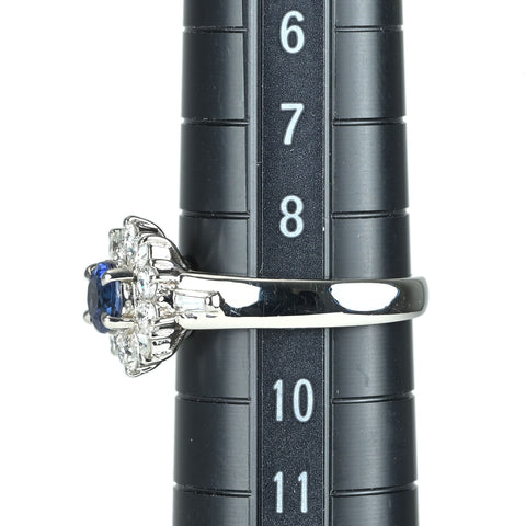 【中古】PT900 SAPPHIRE サファイア リング S0.60ct D0.48ct 5.8g #9
