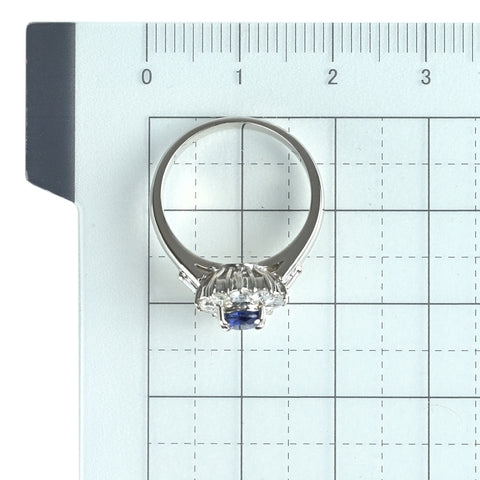 【中古】PT900 SAPPHIRE サファイア リング S0.60ct D0.48ct 5.8g #9