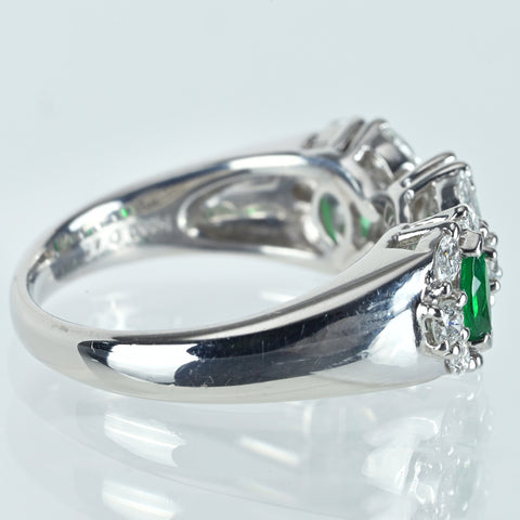 【中古】PT900 EMERALD エメラルドリング E0.45ct D0.70ct 7.8g #13