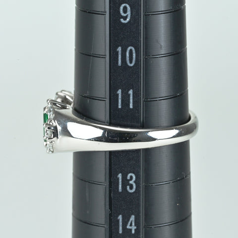 【中古】PT900 EMERALD エメラルドリング E0.45ct D0.70ct 7.8g #13
