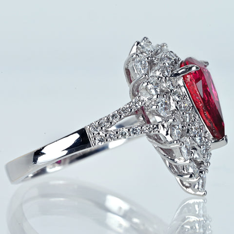 【中古】K18WG RUBY モザンビーク産 非加熱ルビーリング R2.01ct D1.08ct 6.1g #12 GRS鑑別書