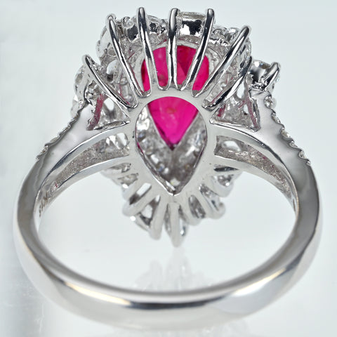【中古】K18WG RUBY モザンビーク産 非加熱ルビーリング R2.01ct D1.08ct 6.1g #12 GRS鑑別書