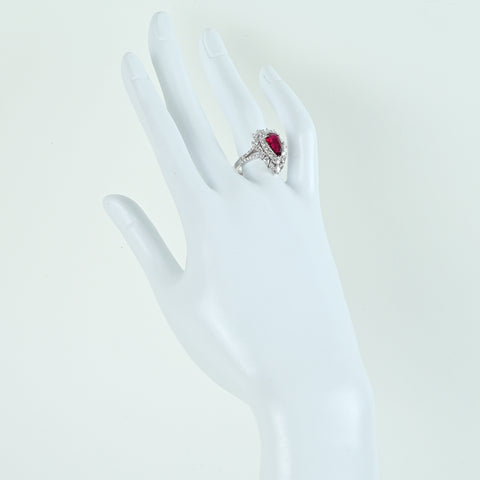 【中古】K18WG RUBY モザンビーク産 非加熱ルビーリング R2.01ct D1.08ct 6.1g #12 GRS鑑別書