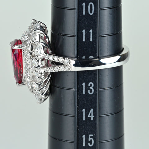 【中古】K18WG RUBY モザンビーク産 非加熱ルビーリング R2.01ct D1.08ct 6.1g #12 GRS鑑別書